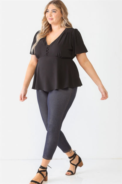 Plus Tie Detail Flare Top Tops by Fleurcouture | Fleurcouture