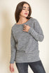 Plus Tweed Blouson Tunic Charcoal/Lilac 1X by EG fashion | Fleurcouture