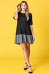 Plus Two Tone Tiered Mini Dress Black Charcoal 1X by EG fashion | Fleurcouture