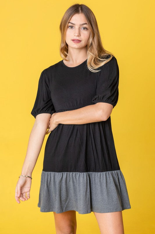 Plus Two Tone Tiered Mini Dress by EG fashion | Fleurcouture