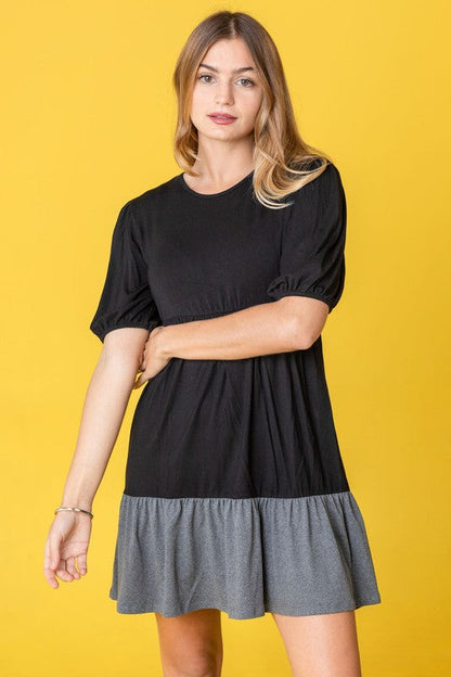 Plus Two Tone Tiered Mini Dress by EG fashion | Fleurcouture