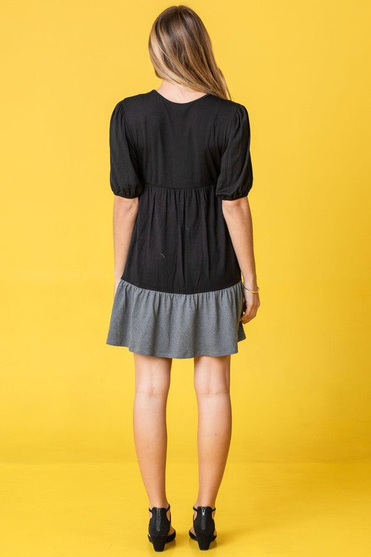 Plus Two Tone Tiered Mini Dress by EG fashion | Fleurcouture
