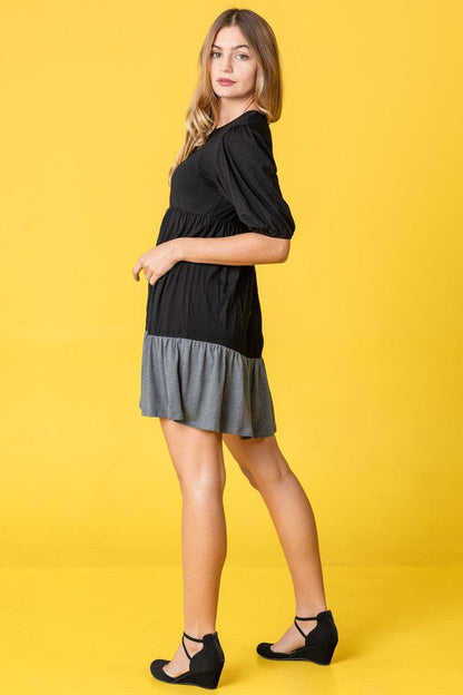 Plus Two Tone Tiered Mini Dress by EG fashion | Fleurcouture
