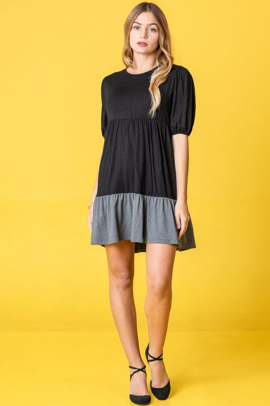 Plus Two Tone Tiered Mini Dress by EG fashion | Fleurcouture