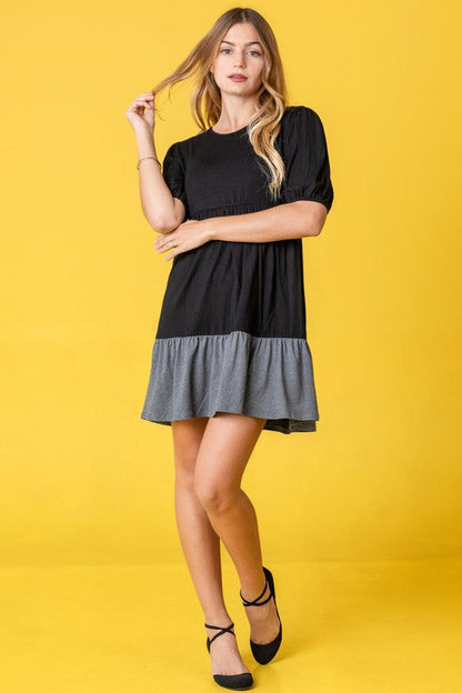 Plus Two Tone Tiered Mini Dress by EG fashion | Fleurcouture