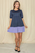 Plus Two Tone Tiered Mini Dress Navy Lilac 1X by EG fashion | Fleurcouture