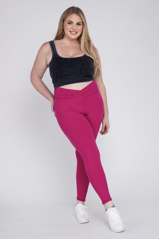 Plus V Waist Full Length Leggings by Rae Mode | Fleurcouture