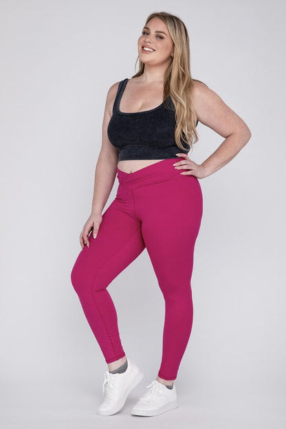 Plus V Waist Full Length Leggings by Rae Mode | Fleurcouture