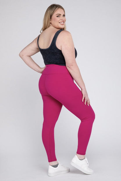 Plus V Waist Full Length Leggings by Rae Mode | Fleurcouture