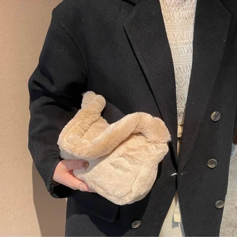Plush Shoulder Bags for Femme Luxury Designer Soft Winter Ladies Clutch Purse Handbag Cute Fashion Female Party Underarm Bag by Fleurcouture | Fleurcouture
