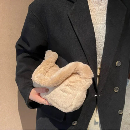 Plush Shoulder Bags for Femme Luxury Designer Soft Winter Ladies Clutch Purse Handbag Cute Fashion Female Party Underarm Bag by Fleurcouture | Fleurcouture