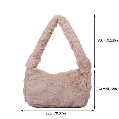 Plush Shoulder Bags for Femme Luxury Designer Soft Winter Ladies Clutch Purse Handbag Cute Fashion Female Party Underarm Bag by Fleurcouture | Fleurcouture