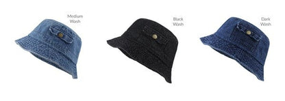 Pocket Accent Denim Bucket Hat OneSize by Aili&