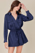 Pocket Front Overlap Safari Romper DEEP NAVY M by Mustard Seed | Fleurcouture