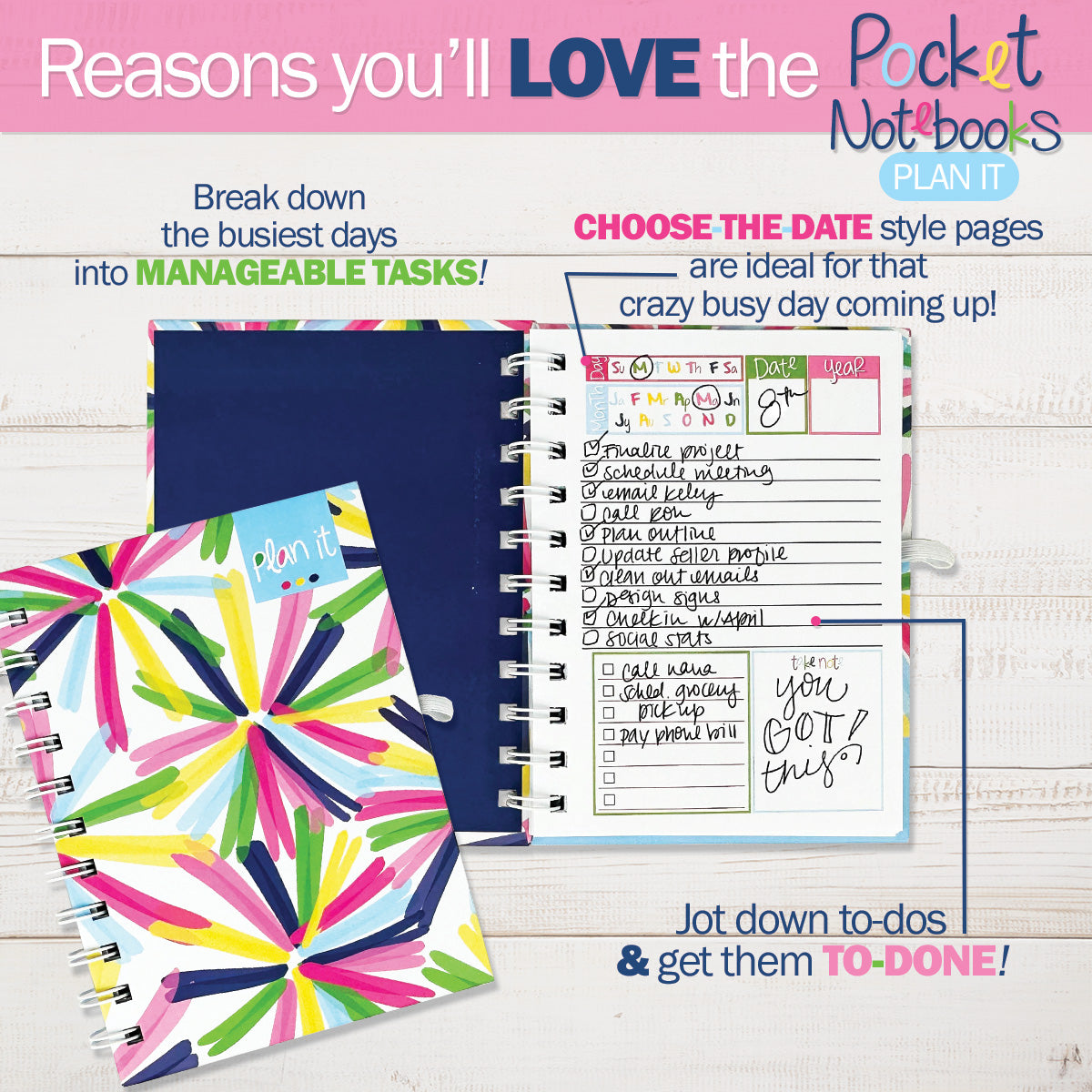 Pocket Notebooks | List, Plan, Doodle | 5 Styles Accessories by Denise Albright® | Fleurcouture