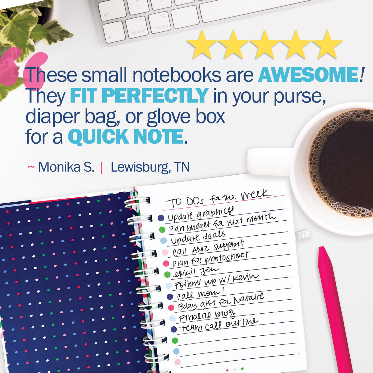 Pocket Notebooks | List, Plan, Doodle | 5 Styles Accessories by Denise Albright® | Fleurcouture