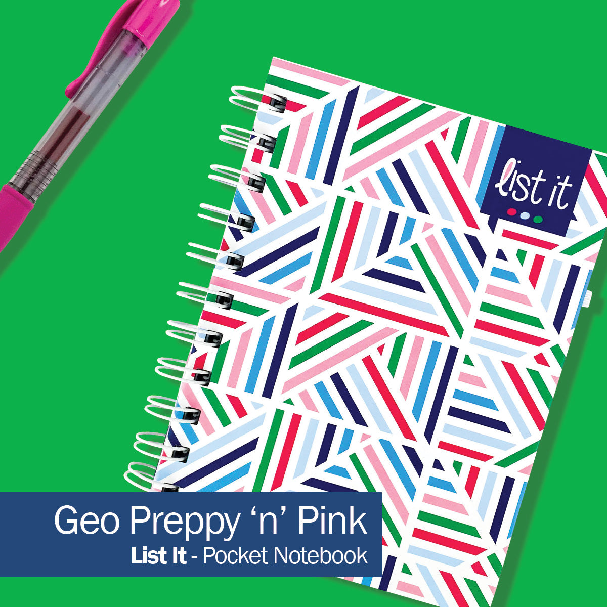 Pocket Notebooks | List, Plan, Doodle | 5 Styles List It - Geo Preppy &