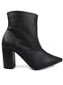 Pointed Toe Bootie with a Block Heel Black 6 by Miami Shoe Wholesale | Fleurcouture