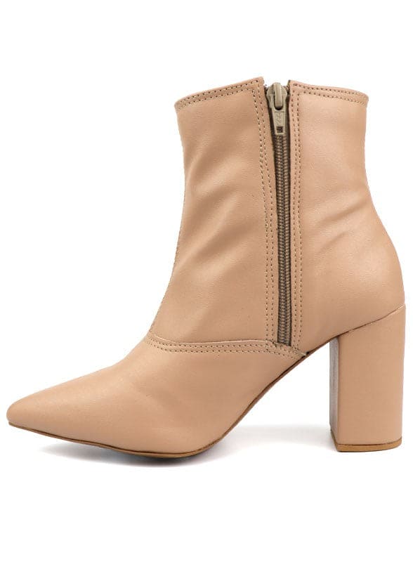 Pointed Toe Bootie with a Block Heel by Miami Shoe Wholesale | Fleurcouture