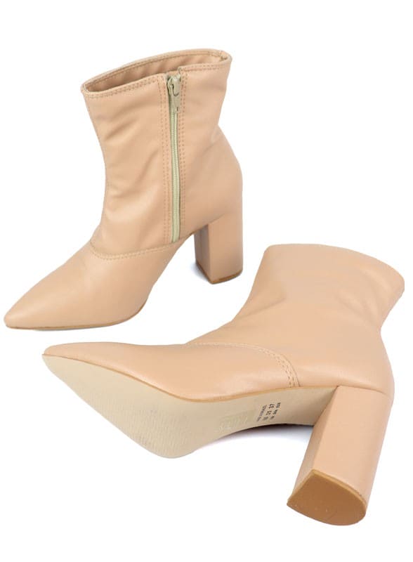 Pointed Toe Bootie with a Block Heel by Miami Shoe Wholesale | Fleurcouture