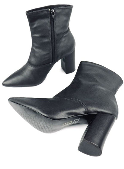 Pointed Toe Bootie with a Block Heel by Miami Shoe Wholesale | Fleurcouture