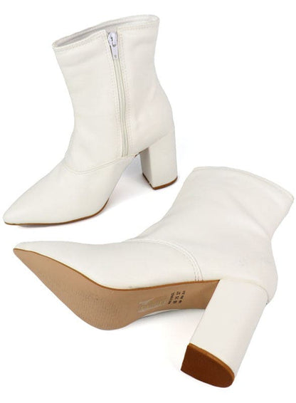 Pointed Toe Bootie with a Block Heel by Miami Shoe Wholesale | Fleurcouture