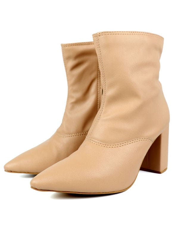 Pointed Toe Bootie with a Block Heel by Miami Shoe Wholesale | Fleurcouture