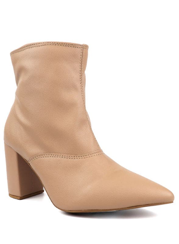 Pointed Toe Bootie with a Block Heel by Miami Shoe Wholesale | Fleurcouture