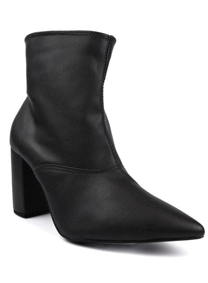 Pointed Toe Bootie with a Block Heel by Miami Shoe Wholesale | Fleurcouture