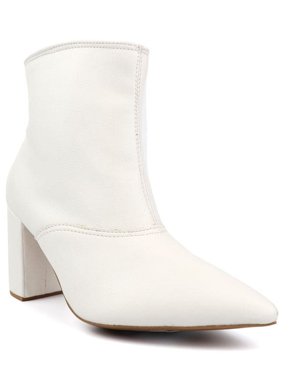 Pointed Toe Bootie with a Block Heel by Miami Shoe Wholesale | Fleurcouture