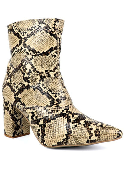 Pointed Toe Bootie with a Block Heel by Miami Shoe Wholesale | Fleurcouture