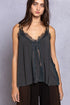 POL Lace Detail V-Neck Cami Charcoal S by Trendsi | Fleurcouture