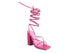 POLE DANCE LACE UP BLOCK HEELED SANDAL Fushia 5 by Rag Company | Fleurcouture