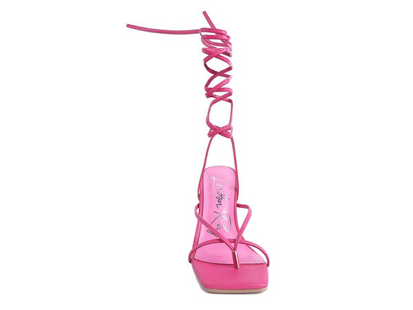 POLE DANCE LACE UP BLOCK HEELED SANDAL by Rag Company | Fleurcouture