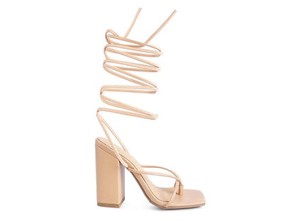 POLE DANCE LACE UP BLOCK HEELED SANDAL by Rag Company | Fleurcouture