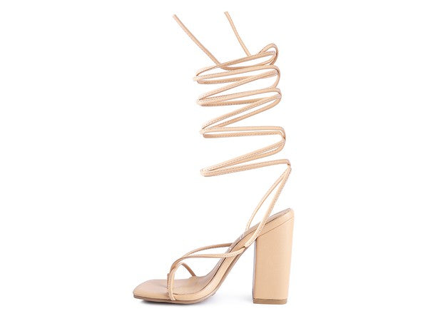 POLE DANCE LACE UP BLOCK HEELED SANDAL by Rag Company | Fleurcouture