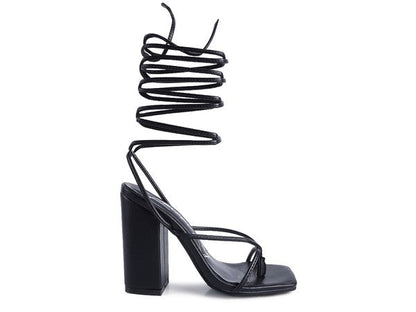 POLE DANCE LACE UP BLOCK HEELED SANDAL by Rag Company | Fleurcouture