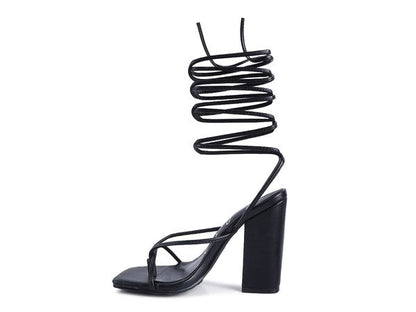 POLE DANCE LACE UP BLOCK HEELED SANDAL by Rag Company | Fleurcouture