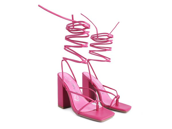 POLE DANCE LACE UP BLOCK HEELED SANDAL by Rag Company | Fleurcouture