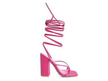 POLE DANCE LACE UP BLOCK HEELED SANDAL by Rag Company | Fleurcouture