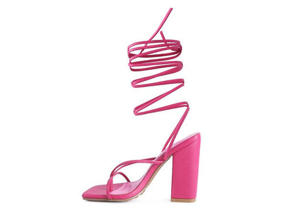 POLE DANCE LACE UP BLOCK HEELED SANDAL by Rag Company | Fleurcouture