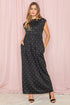 Polka Dot Folded Cap Sleeve Maxi Dress Black S by EG fashion | Fleurcouture