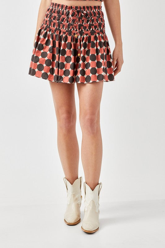 Polka Dot Printed Ruffled Skorts BURNT CORAL S by Mustard Seed | Fleurcouture