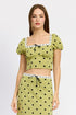POLKA DOT TOP WITH LACE TRIM OLIVE POLKA DOT S by Emory Park | Fleurcouture
