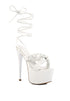 POP ERA RUCHED STRAPS TIE UP SANDALS White 5 by Rag Company | Fleurcouture