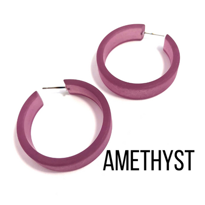 Portland Frosted Lucite Hoop Earrings Amethyst Portland Hoops by Leetie Lovendale | Fleurcouture