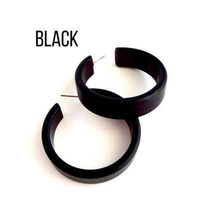 Portland Frosted Lucite Hoop Earrings Black Portland Hoops by Leetie Lovendale | Fleurcouture