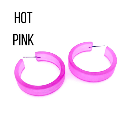 Portland Frosted Lucite Hoop Earrings Hot Pink Portland Hoops by Leetie Lovendale | Fleurcouture
