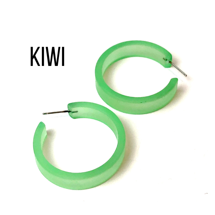 Portland Frosted Lucite Hoop Earrings Kiwi Portland Hoops by Leetie Lovendale | Fleurcouture