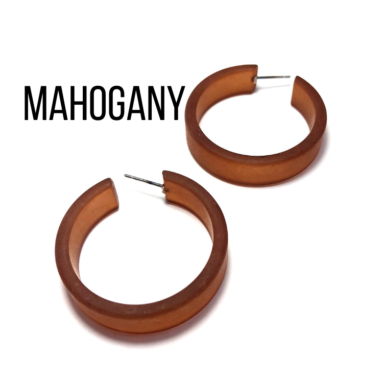 Portland Frosted Lucite Hoop Earrings Mahogany Portland Hoops by Leetie Lovendale | Fleurcouture